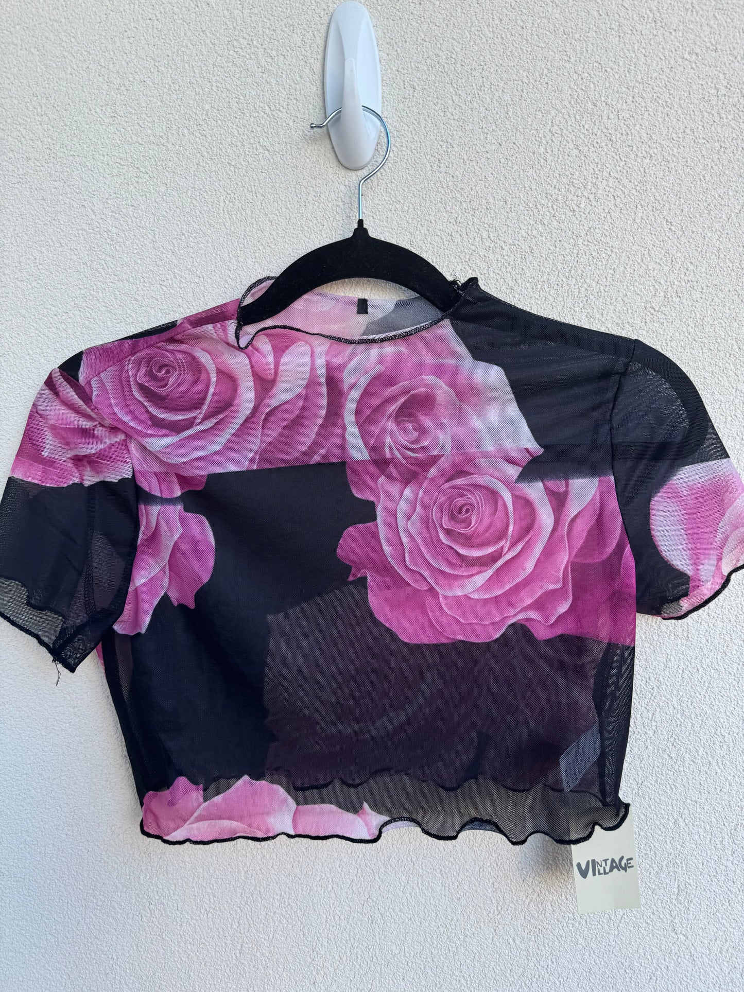 Mesh Pink Floral Crop Top