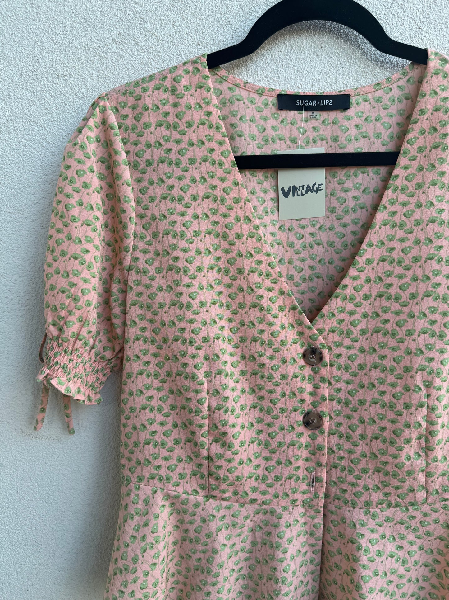 Peach Floral Puff Sleeve Blouse