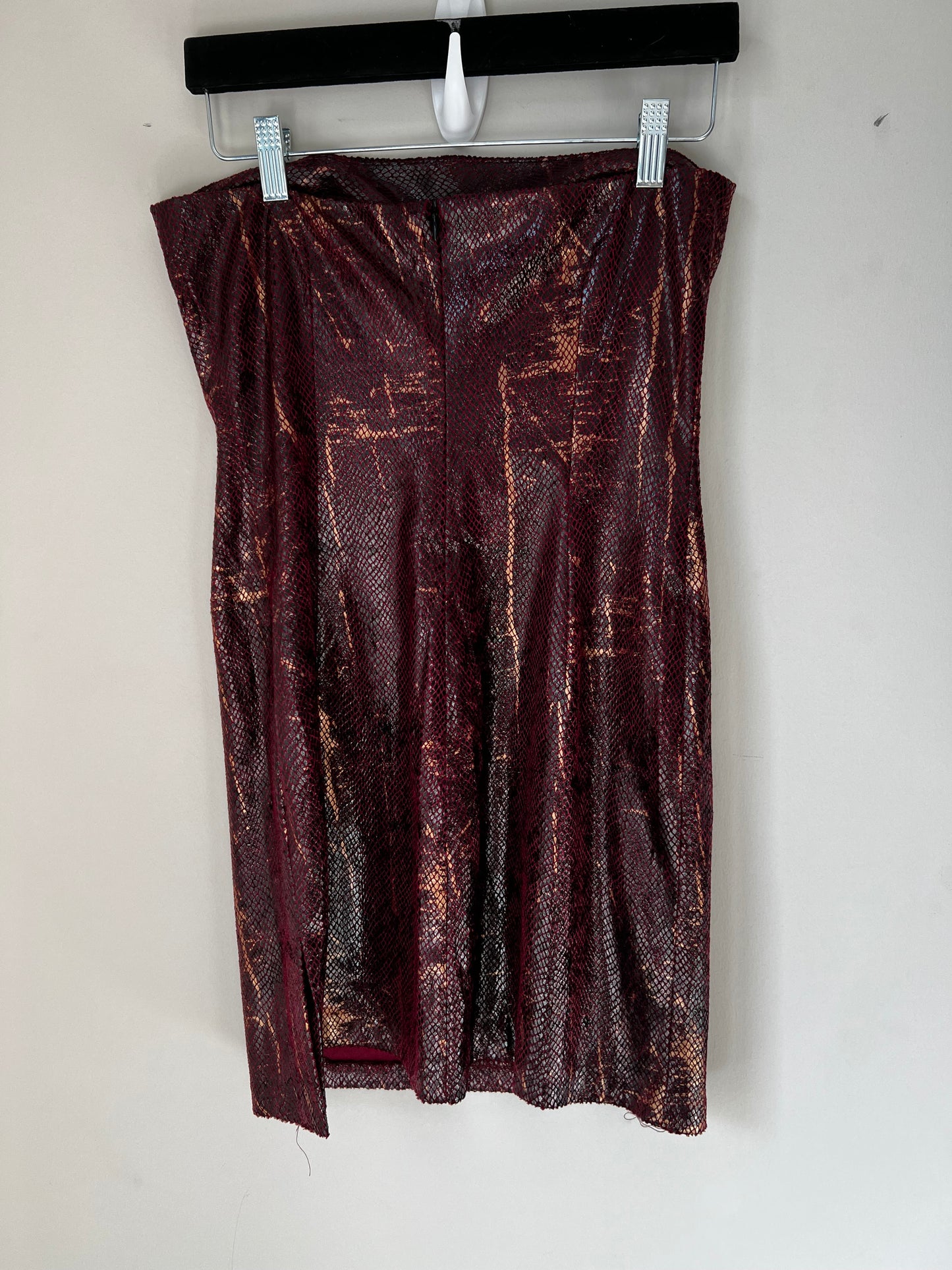 Burgundy & Gold Snake Skin Mini Dress