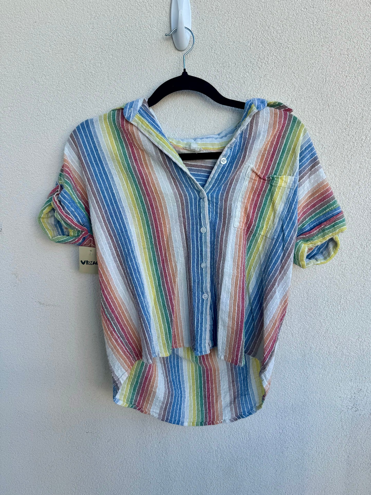 Striped Short Sleeve Button Up