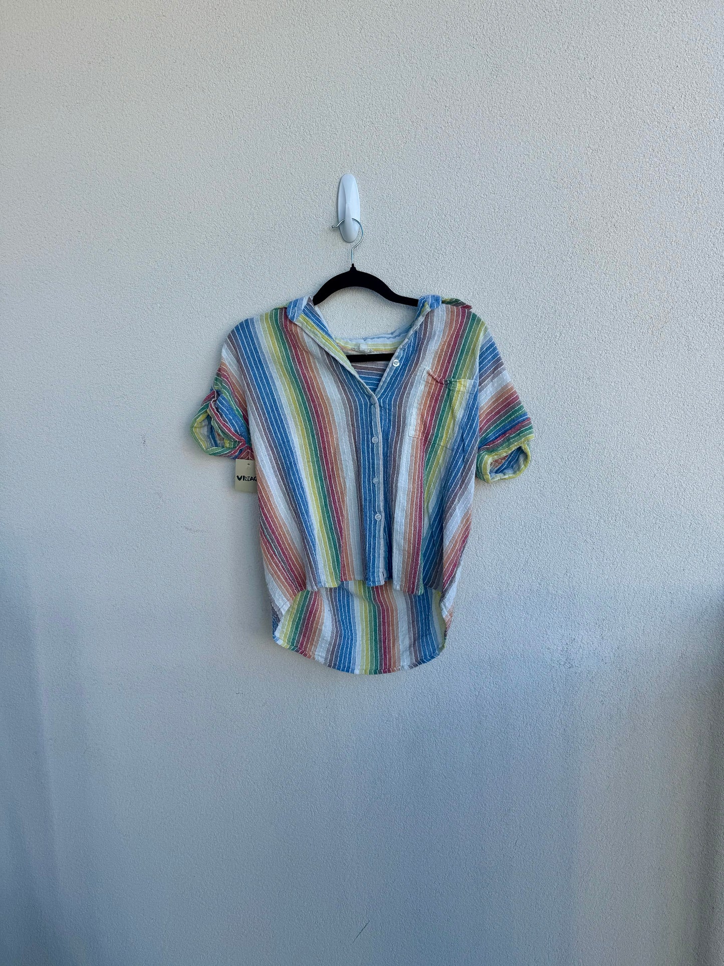 Striped Short Sleeve Button Up