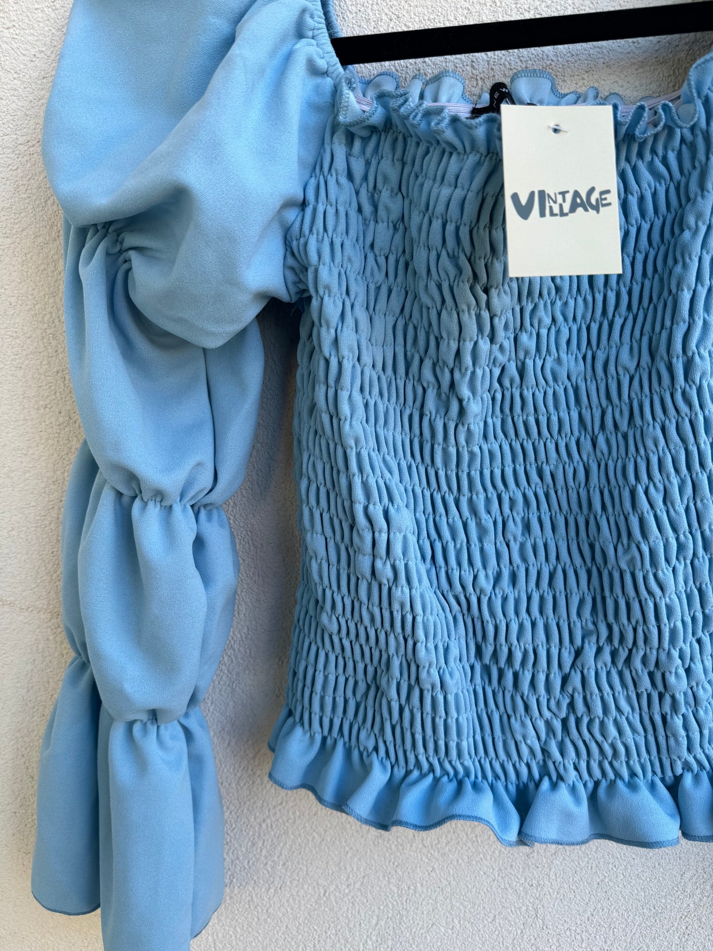 Puffy Sleeve Blue Top