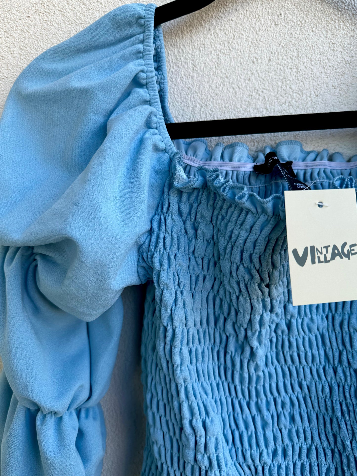 Puffy Sleeve Blue Top
