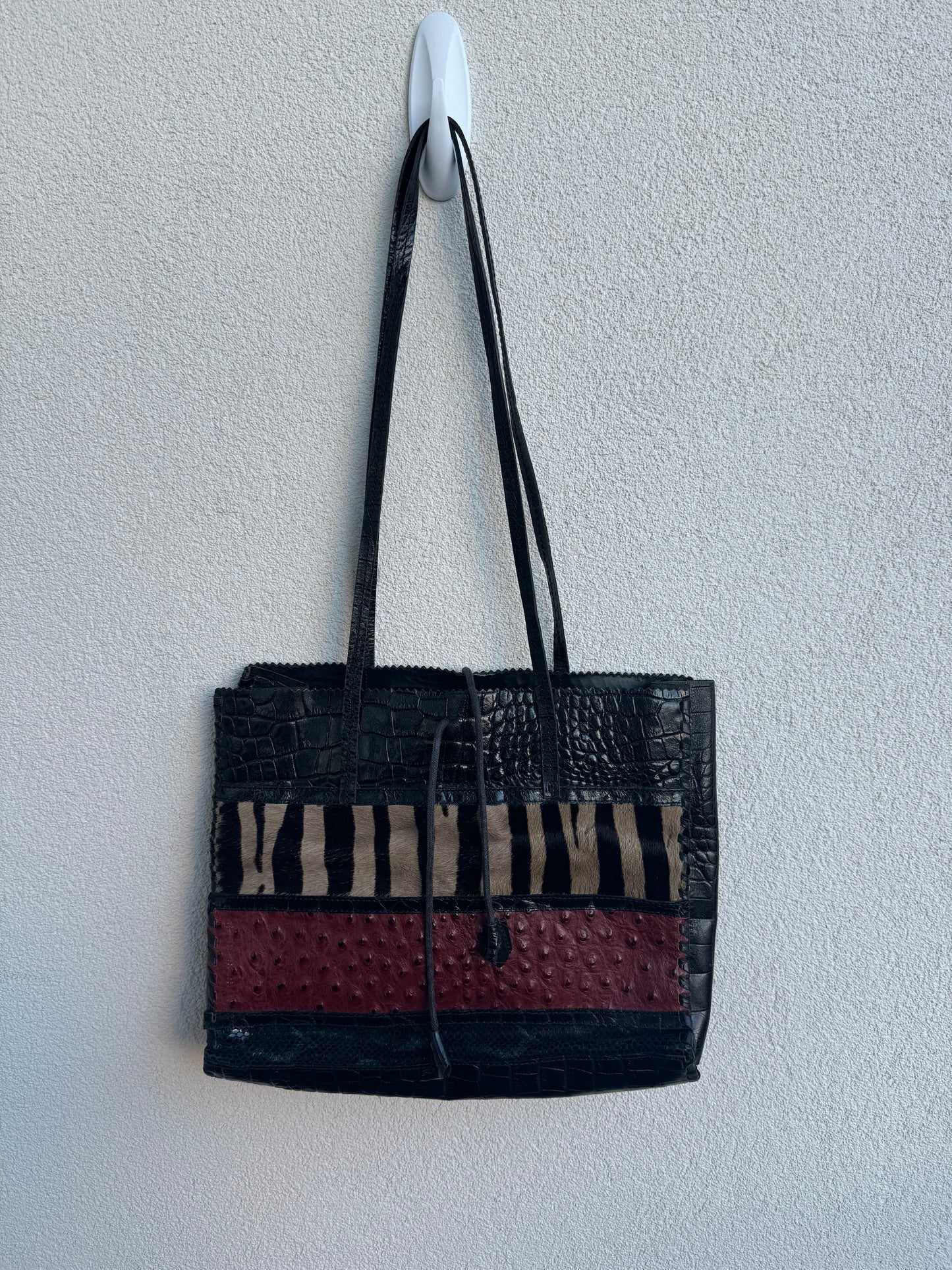 Vintage Italian Leather Animal Print Bag