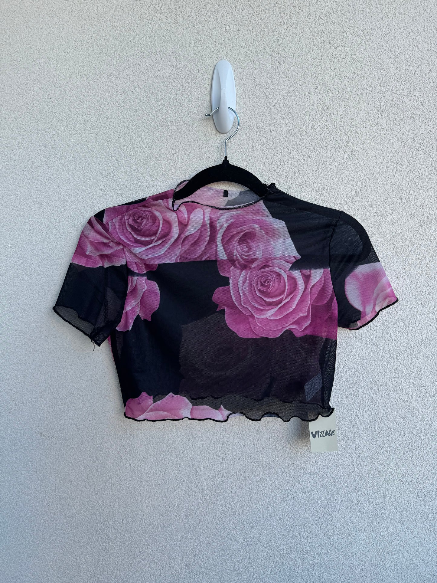 Mesh Pink Floral Crop Top