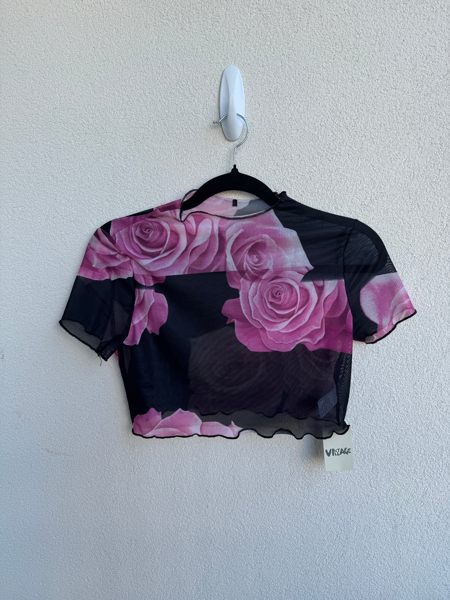 Mesh Pink Floral Crop Top