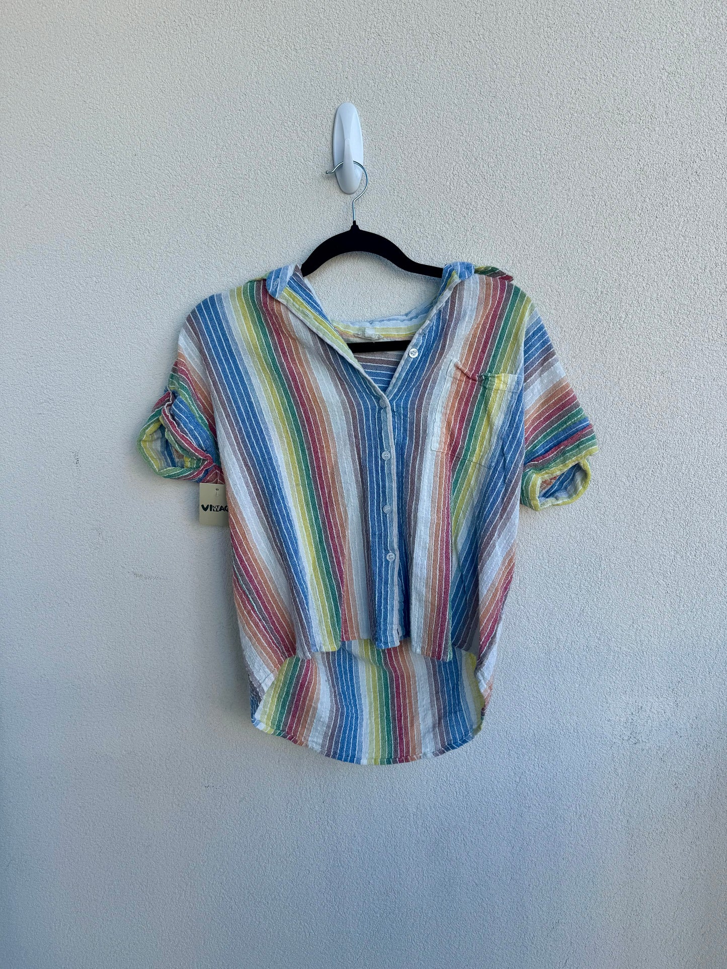 Striped Short Sleeve Button Up