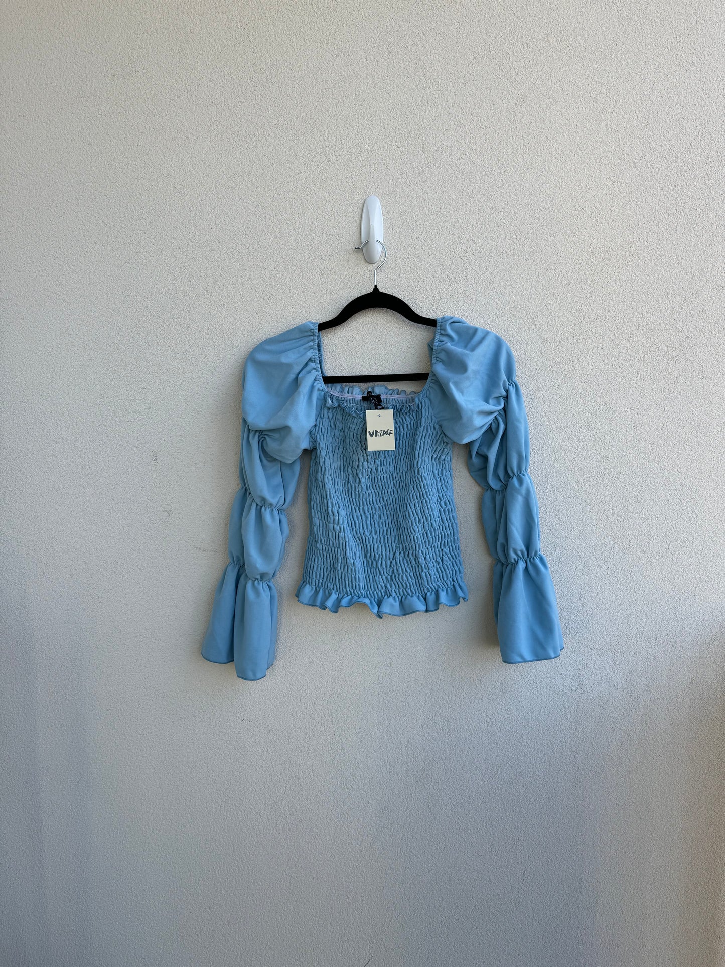 Puffy Sleeve Blue Top