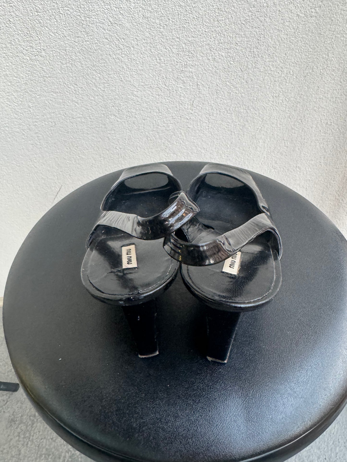 Vintage Miu Miu Patent Leather Slingback Wedge
