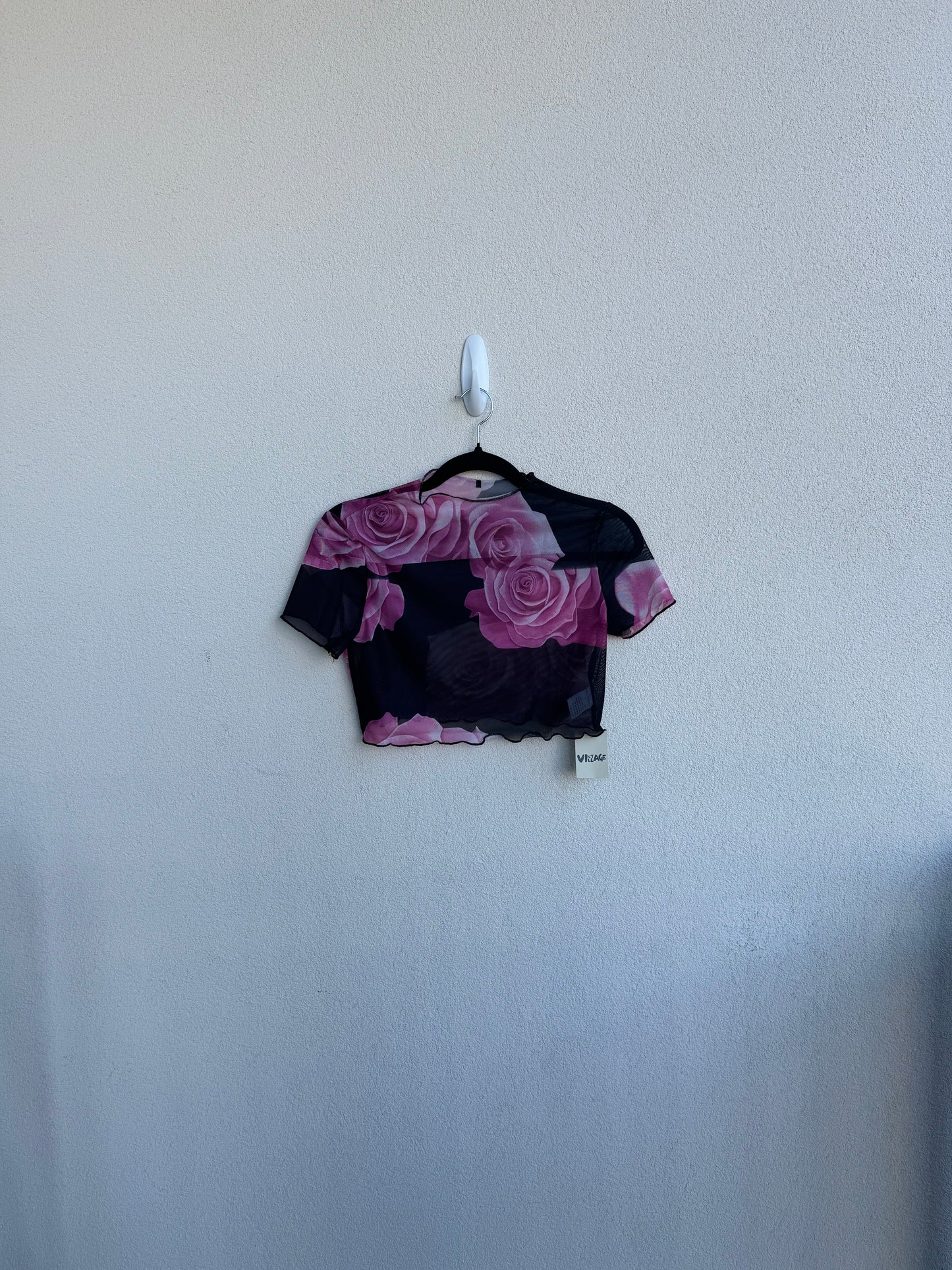 Mesh Pink Floral Crop Top