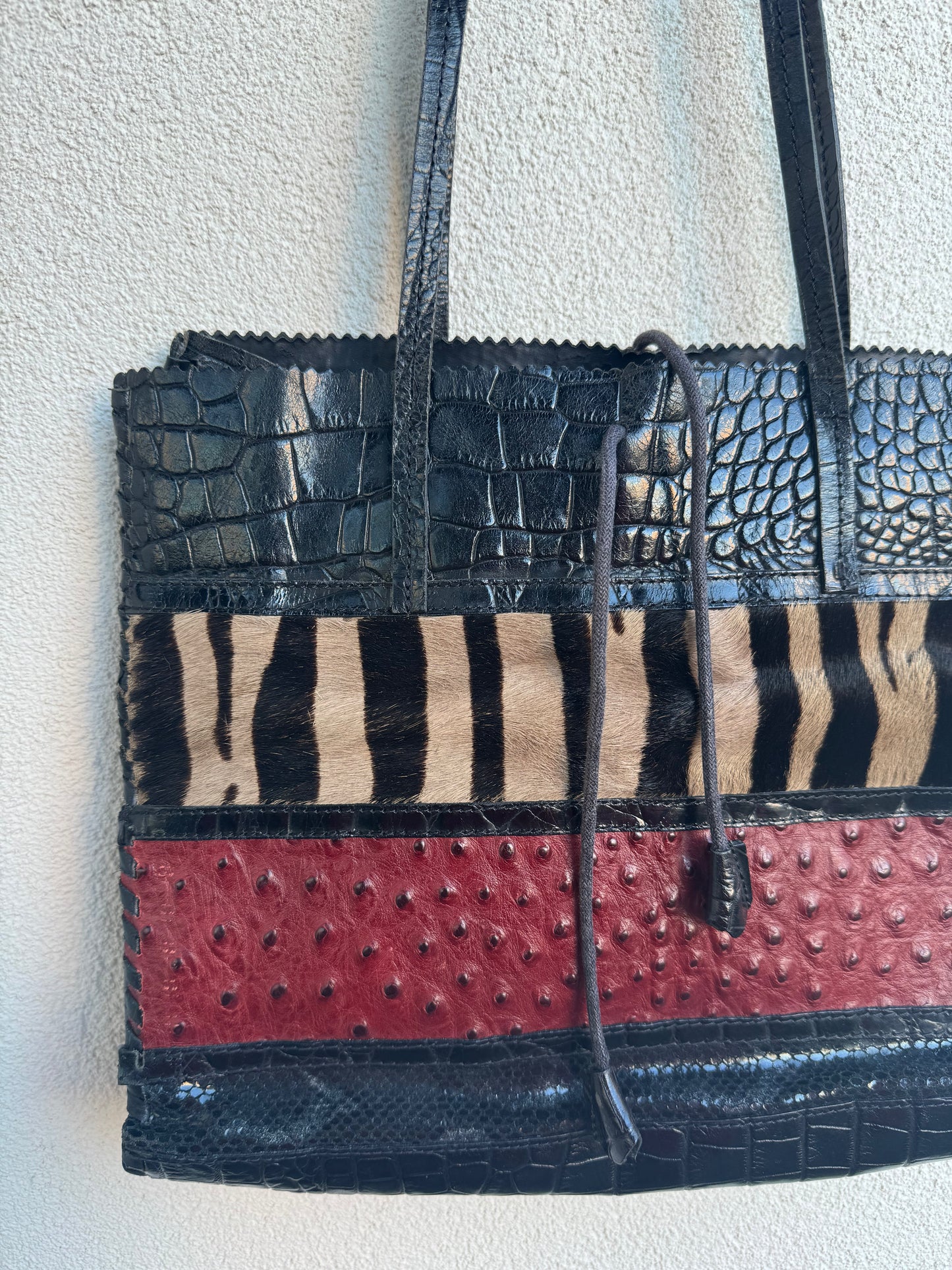 Vintage Italian Leather Animal Print Bag