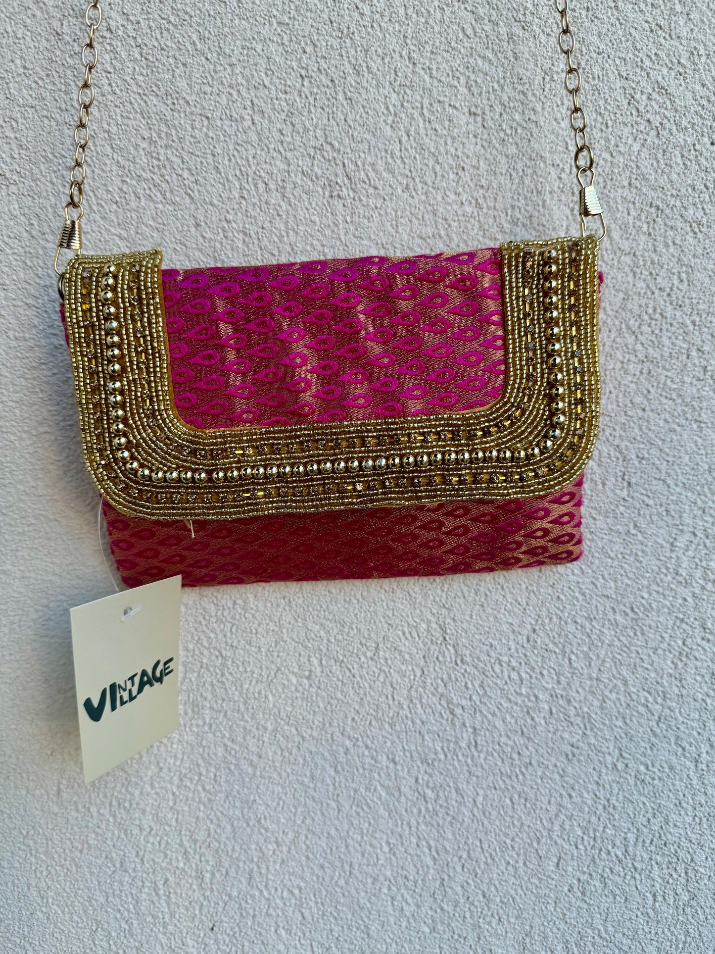 Pink & Gold Bollywood-Style Vintage Mini Purse