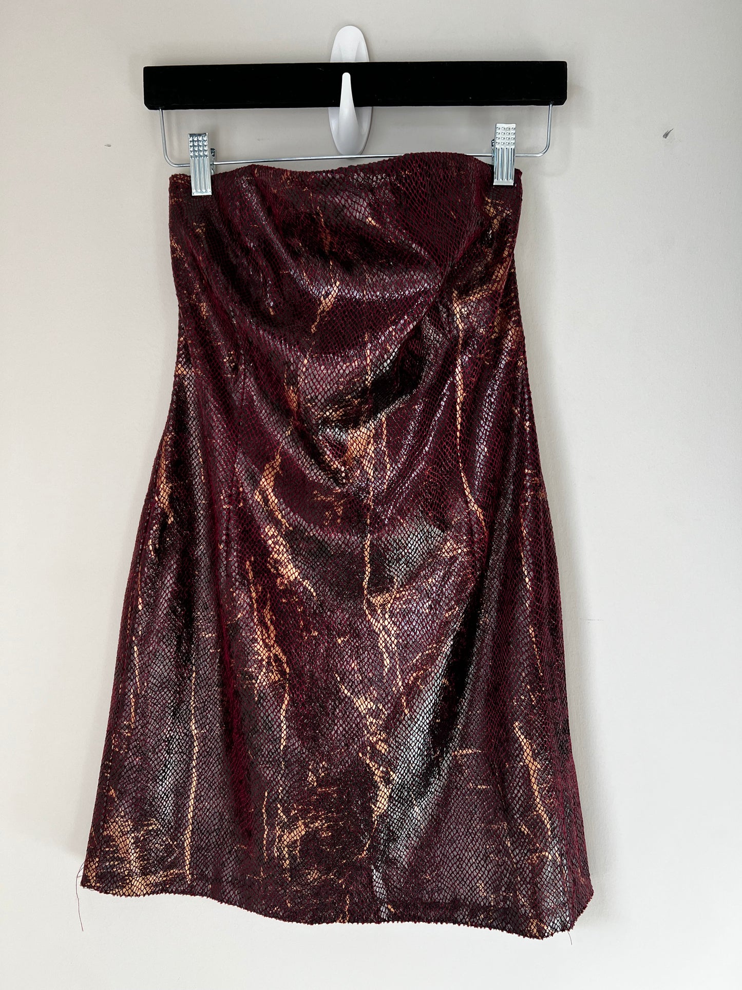 Burgundy & Gold Snake Skin Mini Dress