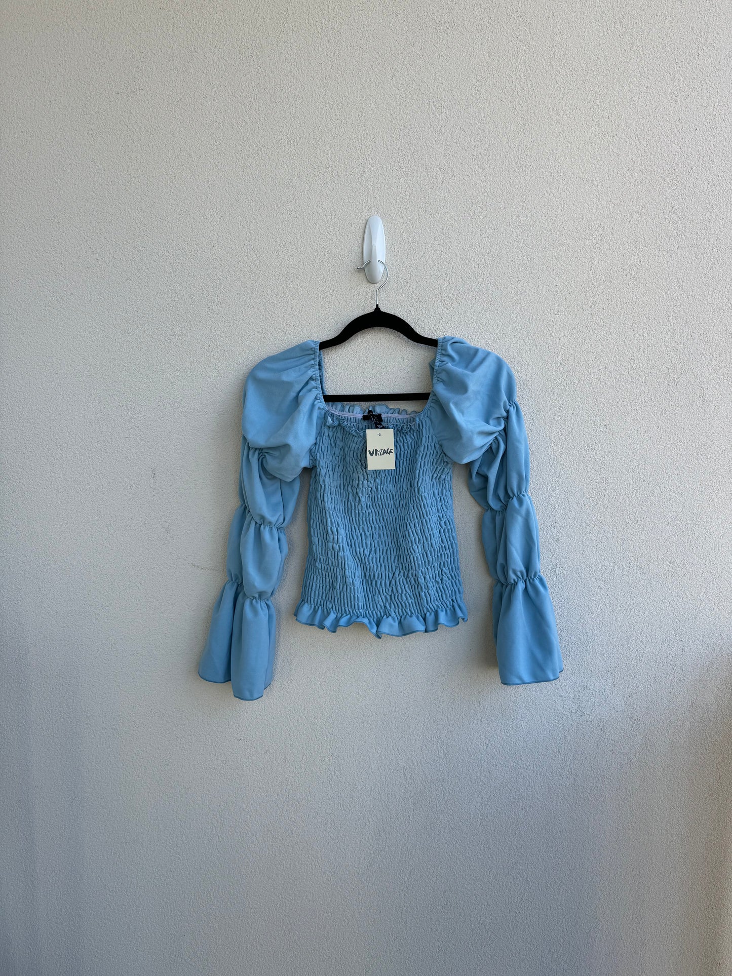 Puffy Sleeve Blue Top