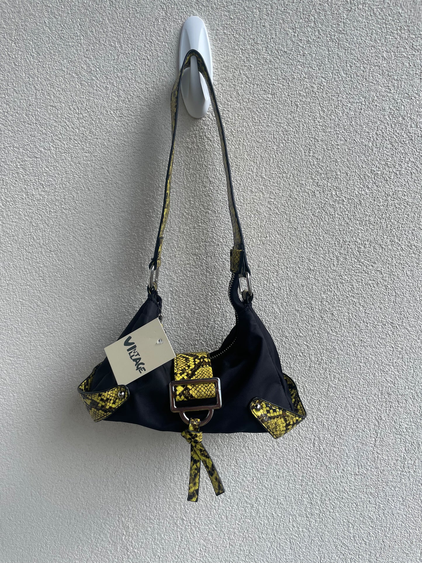 Y2K Glam: Black & Yellow Snake Skin Purse