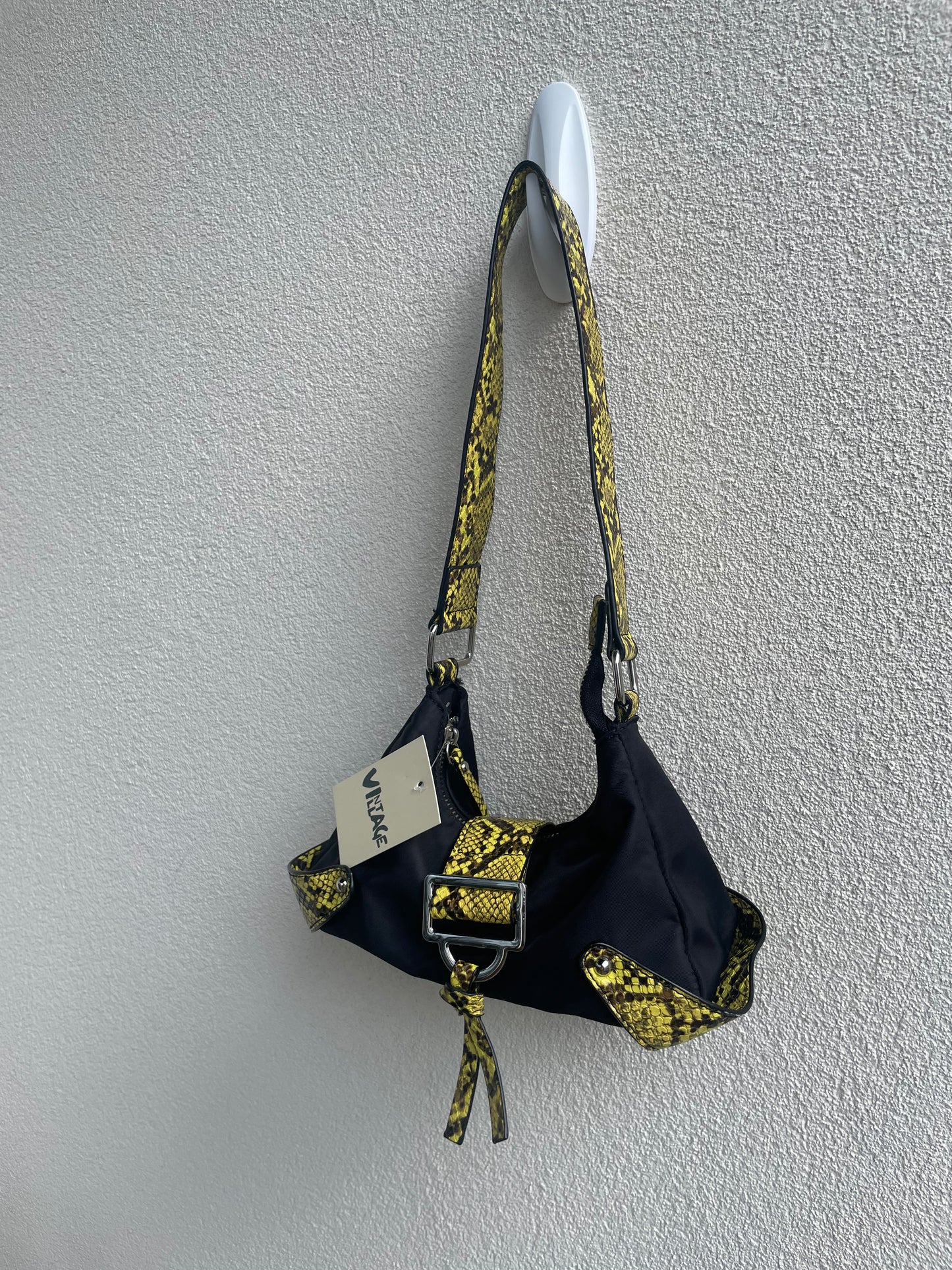Y2K Glam: Black & Yellow Snake Skin Purse