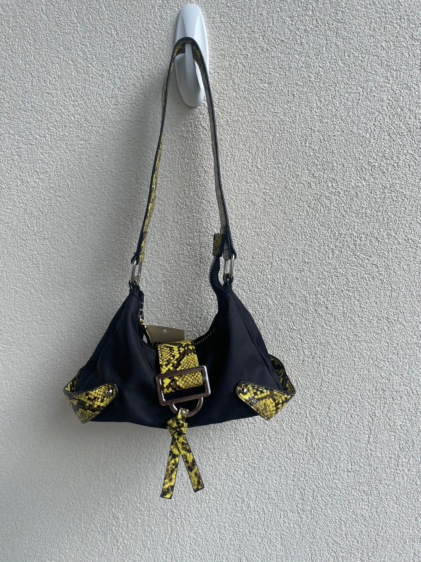 Y2K Glam: Black & Yellow Snake Skin Purse
