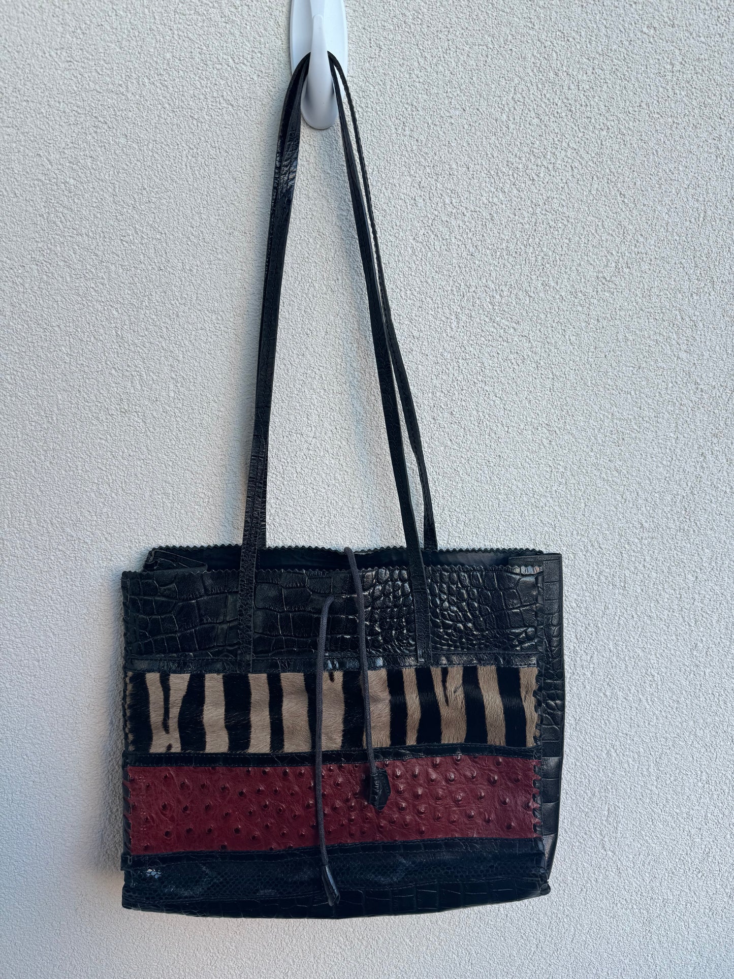 Vintage Italian Leather Animal Print Bag
