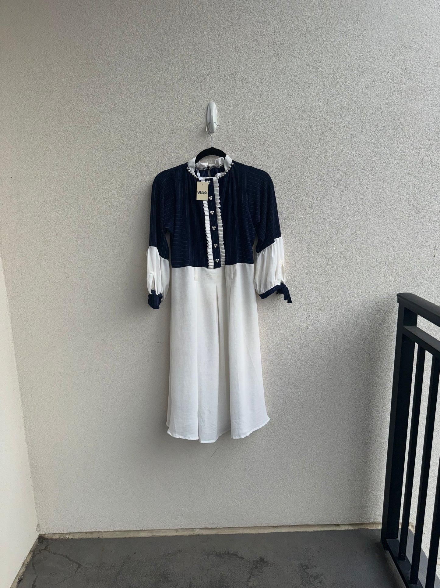 Vintage Navy & White Dress
