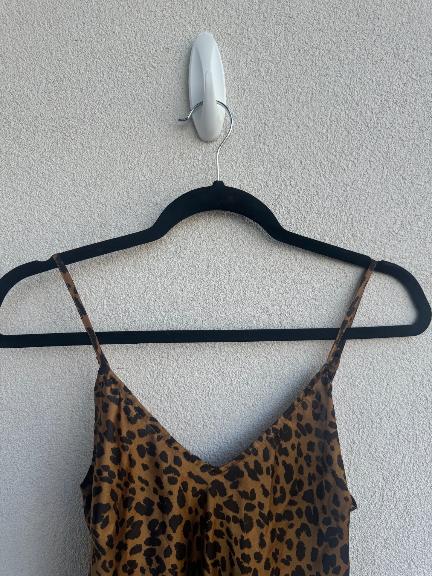 Leopard Print Silk Slip Dress