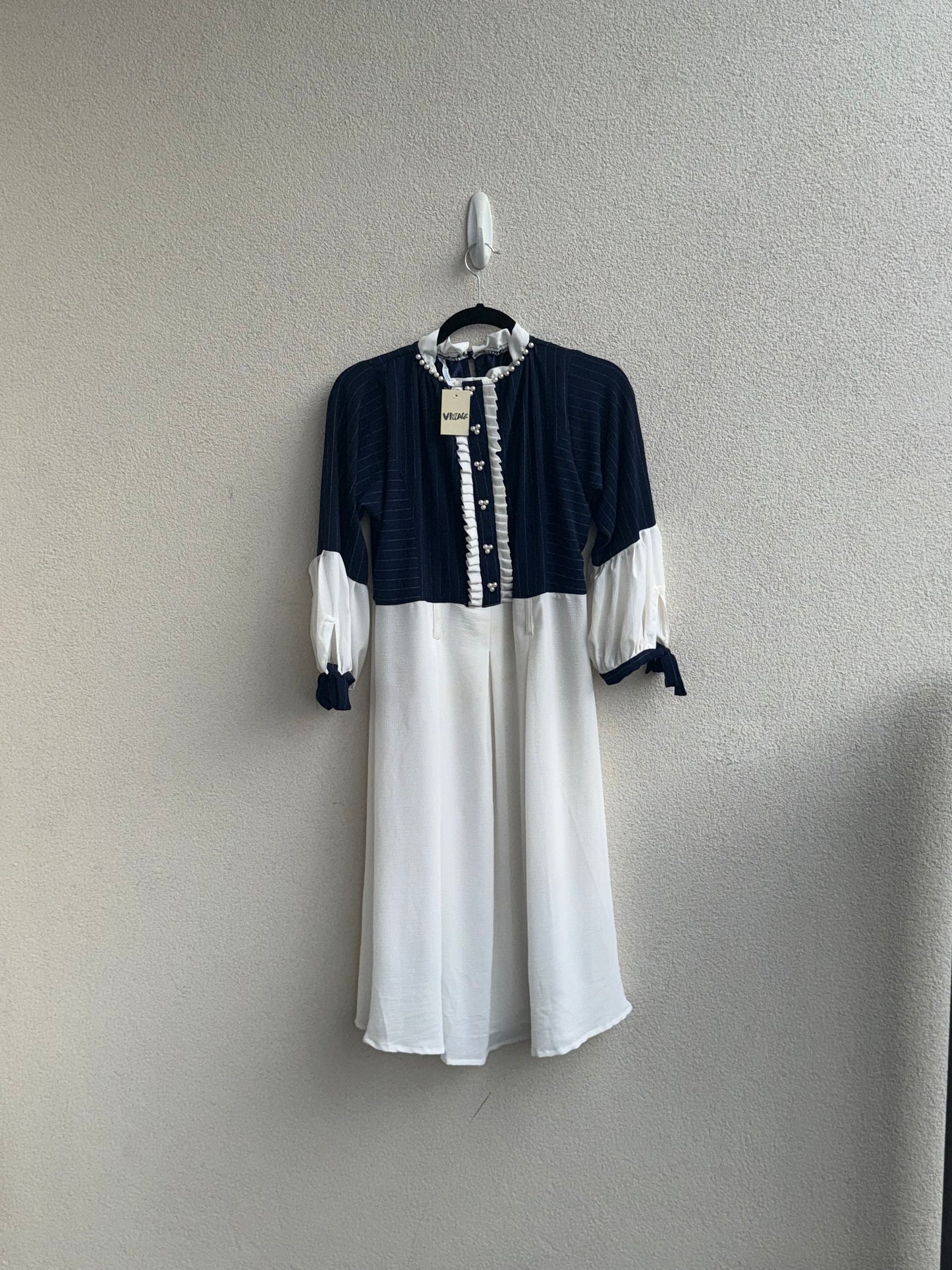 Vintage Navy & White Dress