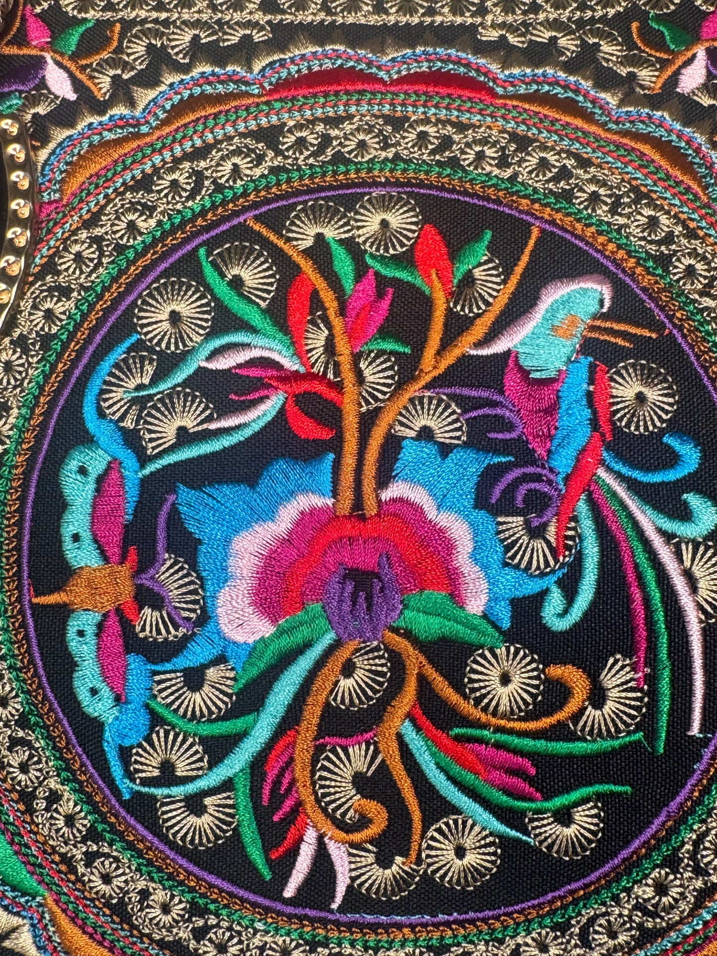 Midnight Mandala Embroidered Vintage Handbag