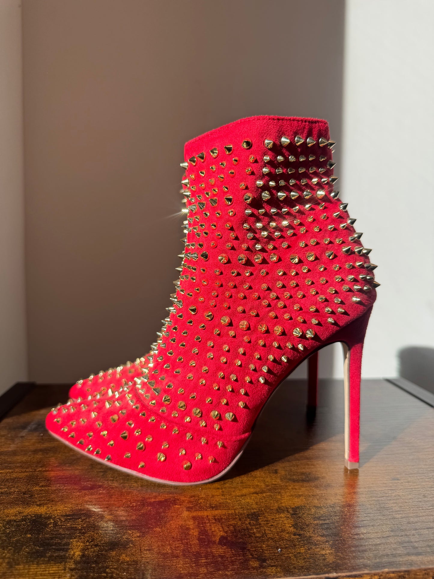 Red & Gold Spike Booties