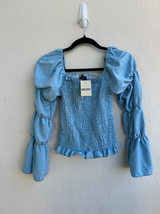 Puffy Sleeve Blue Top