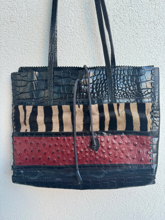 Vintage Italian Leather Animal Print Bag