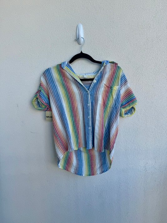 Striped Short Sleeve Button Up
