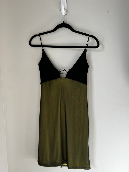 Lime Green & Black Mini Dress