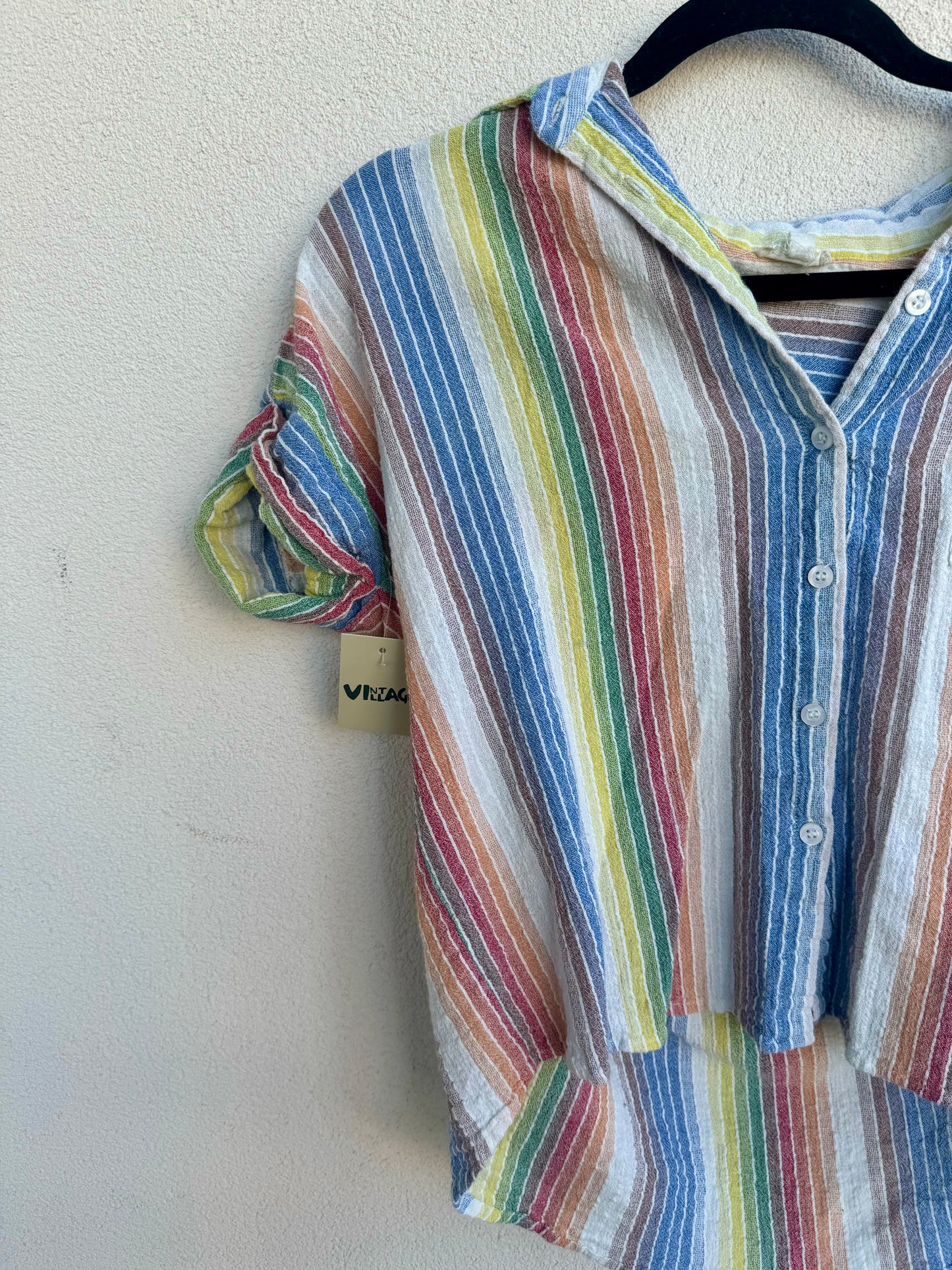 Striped Short Sleeve Button Up