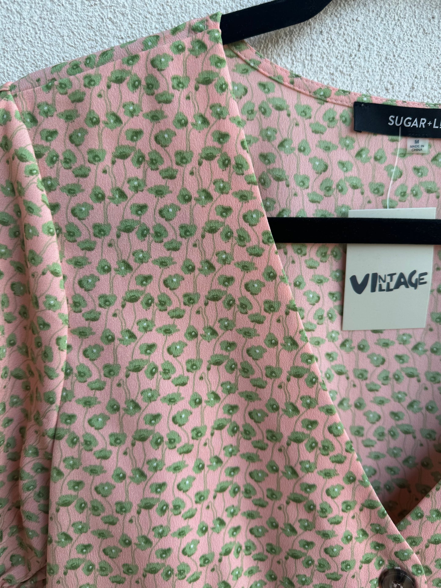 Peach Floral Puff Sleeve Blouse