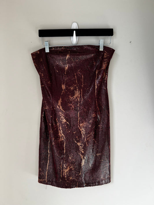 Burgundy & Gold Snake Skin Mini Dress