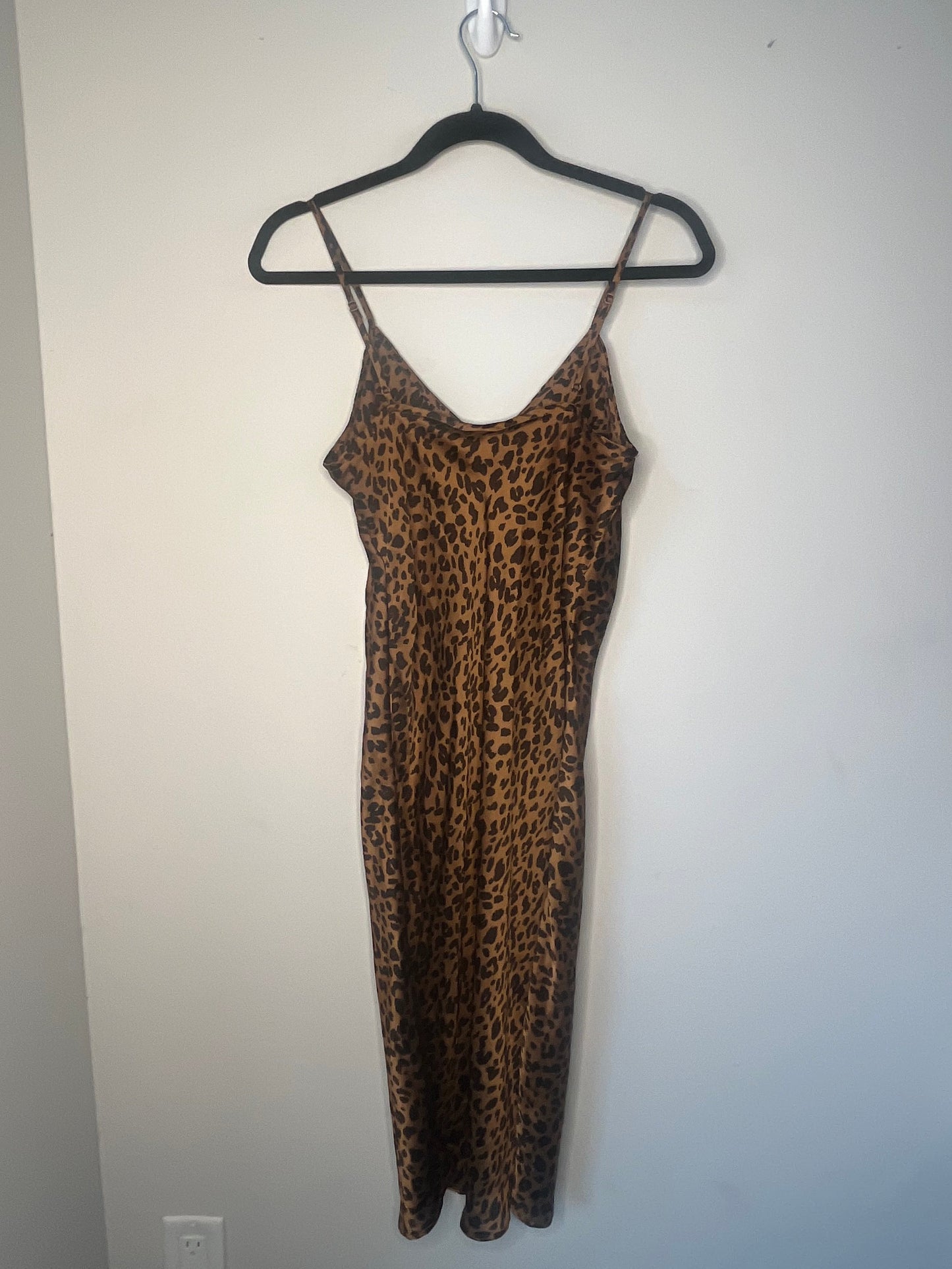 Leopard Print Silk Slip Dress