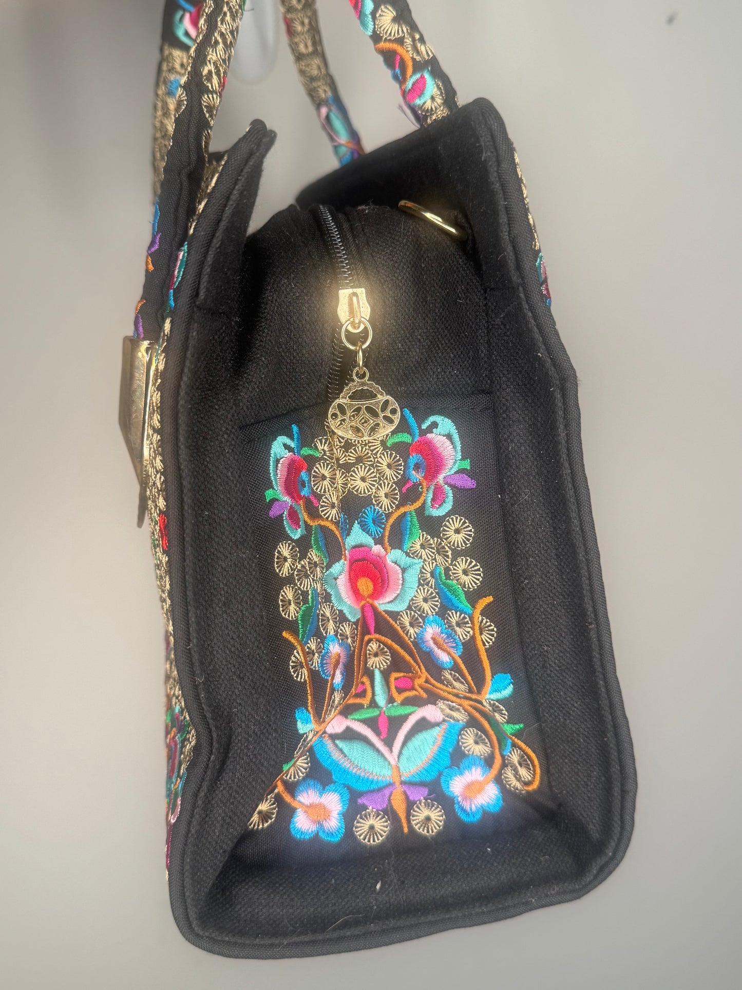 Midnight Mandala Embroidered Vintage Handbag