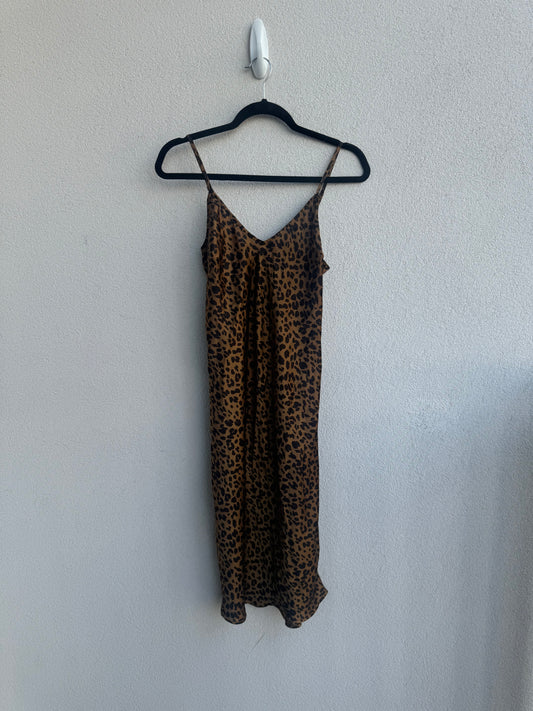 Leopard Print Silk Slip Dress