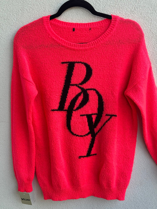 Hot Pink 'Boy' Sweater