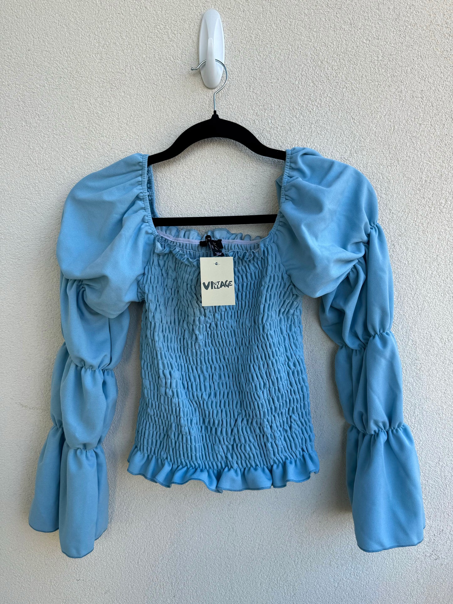 Puffy Sleeve Blue Top